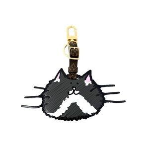 Louis Vuitton x Grace Coddington Catogram Charm Key Holder Gray Whiskers Cat